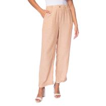 Calça Feminina Biamar Listrada Bolsos Bege/Branco