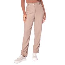 Calça Feminina Biamar Reta Cós Elástico Liocel/Linho Caqui