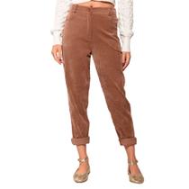 Calça Feminina Biamar Reta Veludo Cotelê Marrom