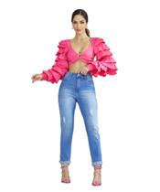 Calça Feminina Biotipo Jeans Com Barra e Destroyed