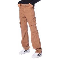 Calça Feminina Bless Denim Cargo Reta Marrom Claro