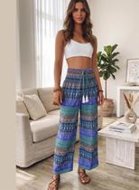 Calça Feminina Boho Pantalona Estilo Tribal Multicolorida Calça Feminina Boho Pantalona Estilo Tribal Multicolorida