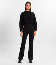 Calça Feminina Boot Cut Ponto Roma Rovitex Preto