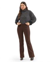 Calça Feminina Boot Cut Rovitex Ponto Roma Cós Elástico Marrom Confortável Elegante Calça Feminina Boot Cut Rovitex Ponto Roma Cós Elástico Marrom Confortável Elegante