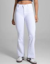 Calça Feminina Branca Sawary Boot Cut Petit Baixinhas Cintura Alta Original