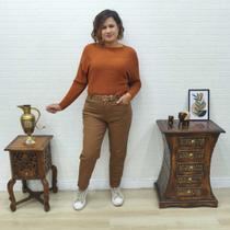 Calça Feminina Brim com Cinto Lisa -