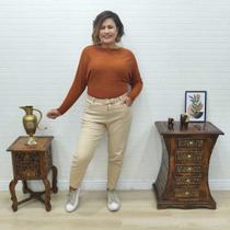 Calça Feminina Brim com Cinto Lisa -