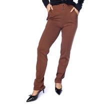 Calça Feminina Bruna e Bia Reta com Barra Dobrada Marrom Calça Feminina Bruna e Bia Reta com Barra Dobrada Marrom