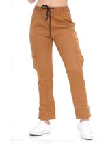 Calça feminina cargo c/6 bolsos elastico na cintura envio rapido