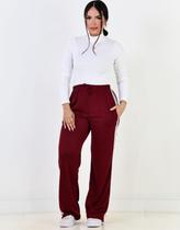 Calça Feminina Casual Com Listras Laterais Pantalona