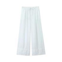 Calça Feminina Casual Solta com Cintura Elástica e Cordão - Perna Larga e Reta
