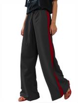 Calça feminina Charfille, casual, com cordão e estampa de leopardo Calça feminina Charfille, casual, com cordão e estampa de leopardo