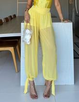 Calça Feminina Chiffon Tule Shortinho Forrado Amarração Tendência Moda Gringa Calça Feminina Chiffon Tule Shortinho Forrado Amarração Tendência Moda Gringa