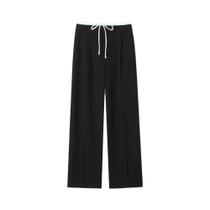 Calça Feminina Cintura Alta e Perna Larga - Cintura Dupla, Cordão e Bolsos Laterais