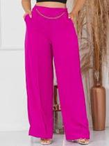 Calça Feminina Claudia Pantalona Rosa Tamanho P M G