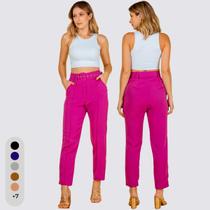 Calça Feminina Clochard Alfaiataria Com Cinto Forrado