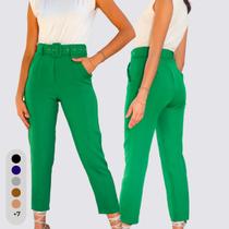 Calça Feminina Clochard Alfaiataria Com Cinto Forrado