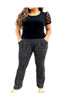 Calça Feminina Com Bolsos Estampada Mescla Calça Feminina Com Bolsos Estampada Mescla
