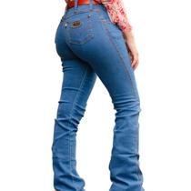 Calça Feminina Country Barra Larga C/ Lycra Jeans Resistente Calça Feminina Country Barra Larga C/ Lycra Jeans Resistente