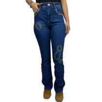Calca Feminina Country Jeans Bordado Rodeio
