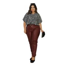 Calça Feminina Courinho Frizo Cintura Média e Comprimento Longo Plus Size