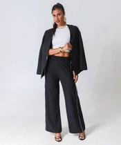 Calça Feminina Crepe Pantalona Friso Marisa Preto-20041