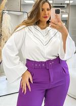 Calça Feminina De Alfaiataria Plus Size Com Cinto Encapado