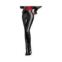 Calça Feminina de Cintura Alta - Quente, Espessada, Forro de Pele PU - Outono/Inverno