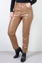 Calça feminina de material sintético sintético corte reto 80468