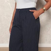 Calça Feminina Elegante Alfaiataria Risca Giz Dandar Calça Feminina Elegante Alfaiataria Risca Giz Dandar