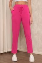 Calça Feminina em Malha com Cós Elástico e Amarração Rosa Calça Feminina em Malha com Cós Elástico e Amarração Rosa