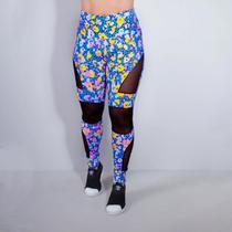 Calça Feminina Estampada com Recortes de Tule - Fitmoda