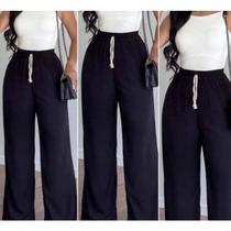 Calça feminina estilo pantalona com fenda nas pernas