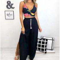 Calça feminina fenda nas pernas estilo pantalona moda blogueira