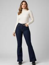 Calça Feminina Flare Boca de cino Jeans Escura
