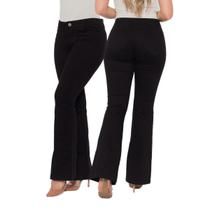 Calça Feminina Flare Boca De Sino Sarja Com Elastano