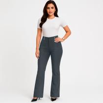 Calça feminina Flare conforto Elegancia Com Bolso e 4 Botes