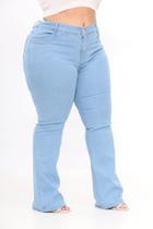 Calça Feminina Flare Jeans Elastano Plus size Cintura Alta Malloy
