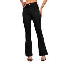Calça Feminina Flare Preta Sarja Lisa Modelo Premium