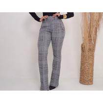 Calça Feminina Flare Xadrez Calça Feminina Social Cintura Alta Jacquard Com Cinto Calça Feminina Flare Xadrez Calça Feminina Social Cintura Alta Jacquard Com Cinto