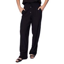 Calça Feminina Giraffe em Viscose Reta com Cordão Preto Calça Feminina Giraffe em Viscose Reta com Cordão Preto