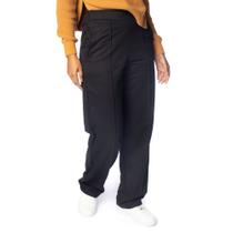 Calça Feminina Giraffe Frisos Cós Alto Tecido Leve Preto