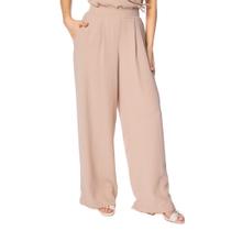 Calça Feminina Giraffe Pantalona com Pregas Bege Calça Feminina Giraffe Pantalona com Pregas Bege