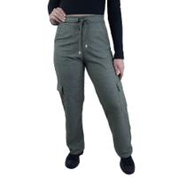 Calça Feminina Giraffe Wide Leg Cargo Verde - 32657 Calça Feminina Giraffe Wide Leg Cargo Verde - 32657