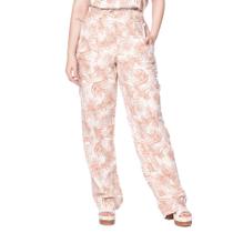 Calça Feminina Giraffe Wide Leg Folhagens Marrom