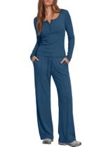 Calça feminina Henley de manga comprida Darong 9122