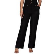 Calça Feminina Infini Cargo Reta Preta - 74060