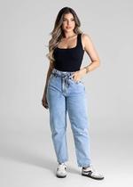 Calça Feminina Jeans Barrel Sawary Premium Original Cintura Alta Moda 281280