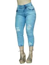 Calça Feminina Jeans Capri Jogging Modeladora Elástico na Barra
