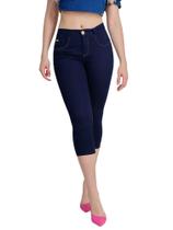 Calça Feminina Jeans Capri Tradicional Cor Única Niina Modeladora